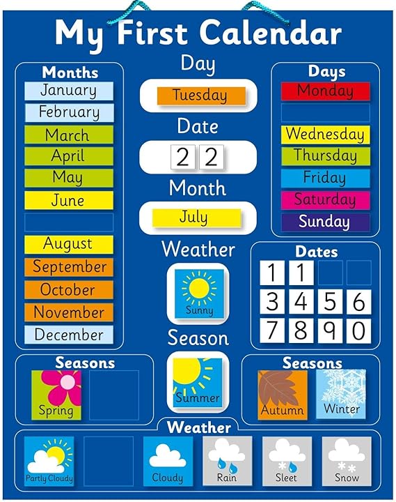 Magnetic Calendar with White writing board for kids