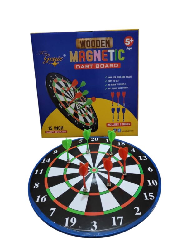 ToyGenie Wooden Magnetic Dart Board 15 Inches